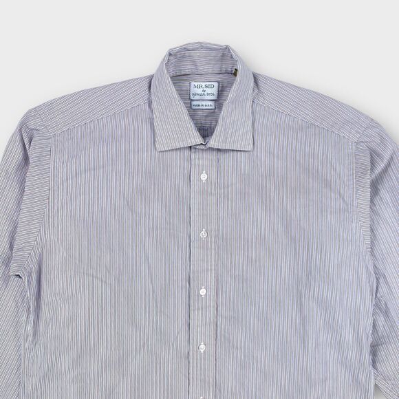 Gitman Bros Mr Sid Dress Shirt Mens 15 - 34 Striped Button Up Spread Made in USA - Picture 3 of 11